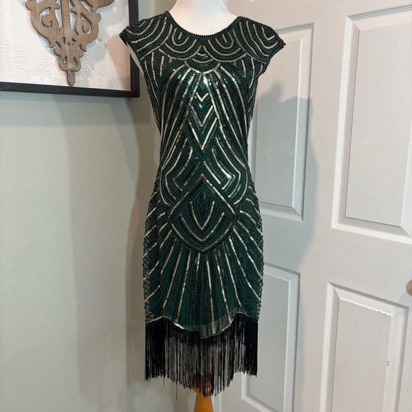 Dresses & Skirts - BABEYOND Women's Flapper Dress  1920s Beaded Fringed Great Gatsby Green Medium